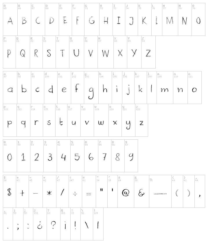 DK Crayonista font map